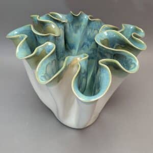 Emerald Waves Pedestal Bowl - 12x12x10